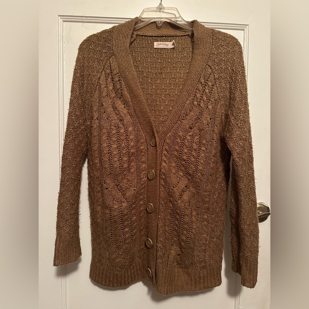 Tan Button Up Knit Cardigan, Size M